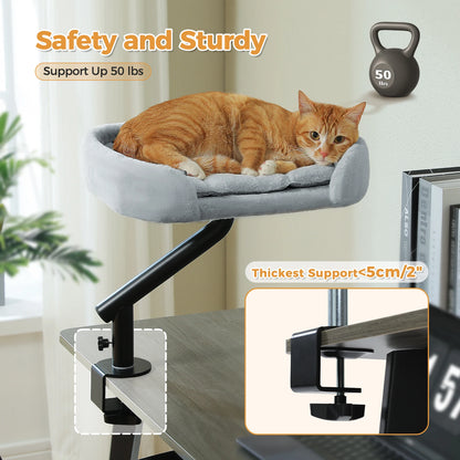 360° Rotating Cat Desk Bed – Adjustable Clip-On Hammock for Indoor Cats 🐾