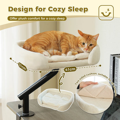 360° Rotating Cat Desk Bed – Adjustable Clip-On Hammock for Indoor Cats 🐾